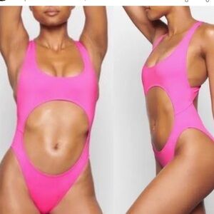 Skims monokini taffy pink bathing suit